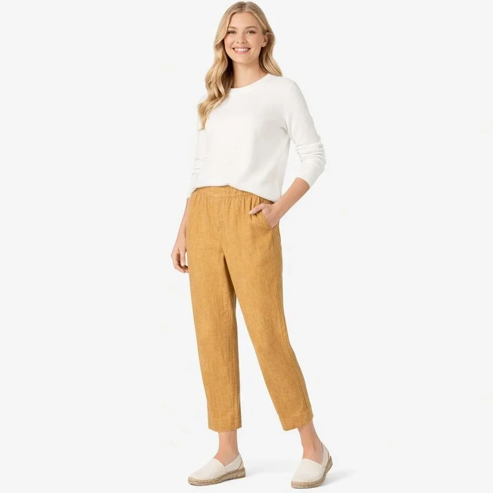 2/$30 Banana Republic Hayden Pant Womens Size 6 Yellow Linen Blend Cropped